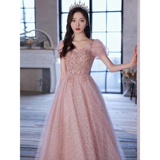 Evening dress for women 2025 new high-end light luxury niche sense banquet temperament birthday host adult dress mid-length_YH009 XS