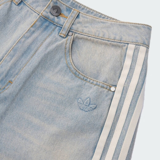 阿迪达斯 （adidas）女裤 三叶草时尚潮流舒适百搭透气宽松直筒牛仔裤JX9214 KG0200 31