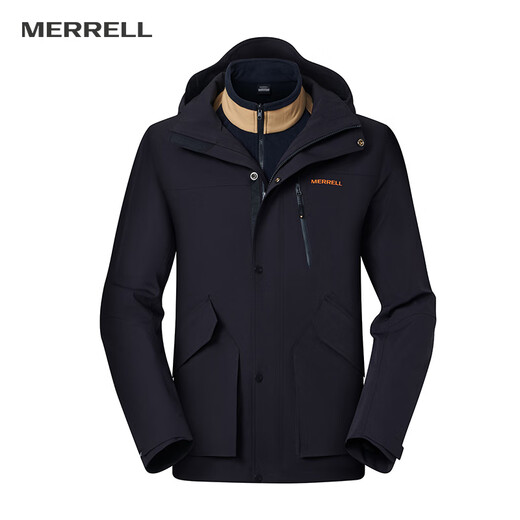 迈乐（Merrell）/迈乐软壳冲锋衣抓绒三合一男女防水户外徒步登山运动外套 黑_MC1230003-BK02(女)_抓绒三合 S