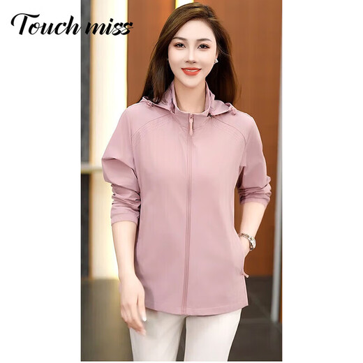 
Tachimis TOUCH MISS light luxury fashionable simple sun protection jacket for women 2025 summer new thin loose breathable casual and versatile sportswear milk apricot color L 80-105Jin [Jin equals 0.5 kg]