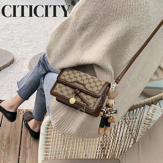 CITICITY sac de marque de luxe léger sac pour femme haut de gamme sac à bandoulière unique pour femme 2025 nouveau petit sac carré cadeau d'anniversaire pour femme marron 205mm