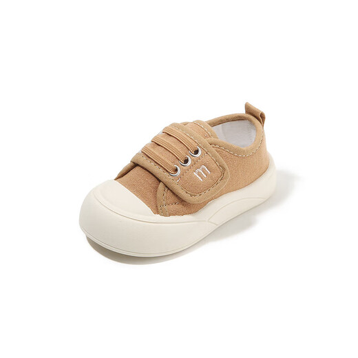 Spring and summer children's canvas shoes, baby versatile shoes, kindergarten indoor shoes, new boys' Velcro Korean style casual shoes, brown 23, inner length 15.5cm