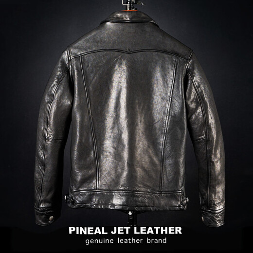 PJL Men's Short Lapel Retro Classic Moon Pocket Mendoza Farmer Classic Sheepskin Mendoza Black L (under 140)