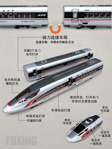 Jishi 25 Harmonie Hochgeschwindigkeit Railway Emu Modell Fernbedienung Legierung Fuxing Emu Kinderzug Elektrische Zugbuden Legierung Legierung Fernbedienung Einzelabschnittsweiß
