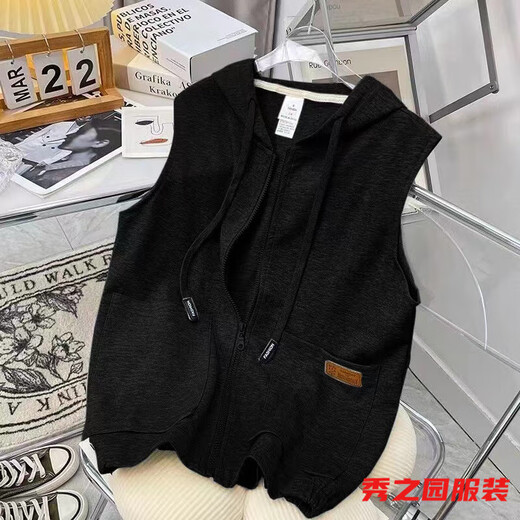 Le nouveau sweat à gilet sans manches de Van Zhesha pour le printemps, une veste cardigan à capuche pour femmes de style gilet à gilet glissé de style coréen top 841 Clip de cheval en laisse blanche 2xl 180