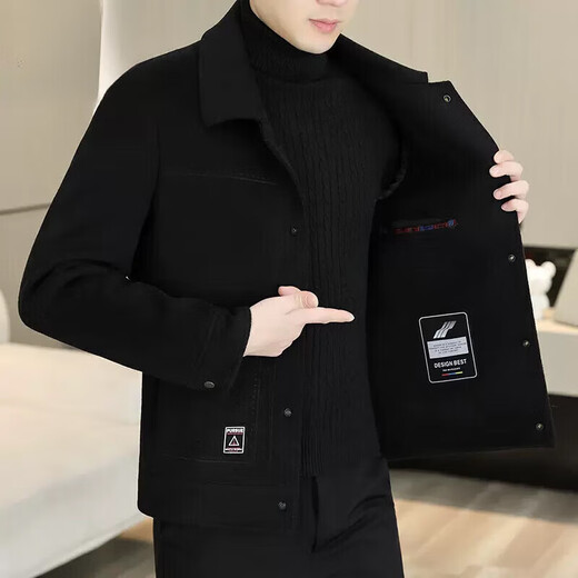 JASONWOOD official authentic high-end brand luxury jacket men's 2025 autumn and winter new middle-aged woolen short coat high-end khaki ready in stock autumn and winter XL