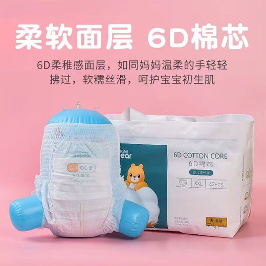 布袋熊纸尿裤金装薄款纸尿裤夏季婴儿尿不湿学步裤环腰泡泡腰围 纸尿裤S码 62·片