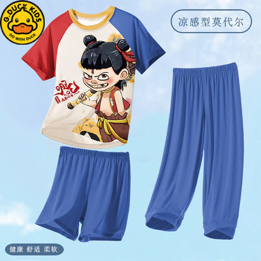 G.Duckkids Kinderpyjamas Little Boy Modal Dünner Sommer Junge mittelgroße Kinder Drei-teilige Heimkleidung Nezha Spring- und Sommer 1m-ST-12353 170 20 Größen (155-160) cm