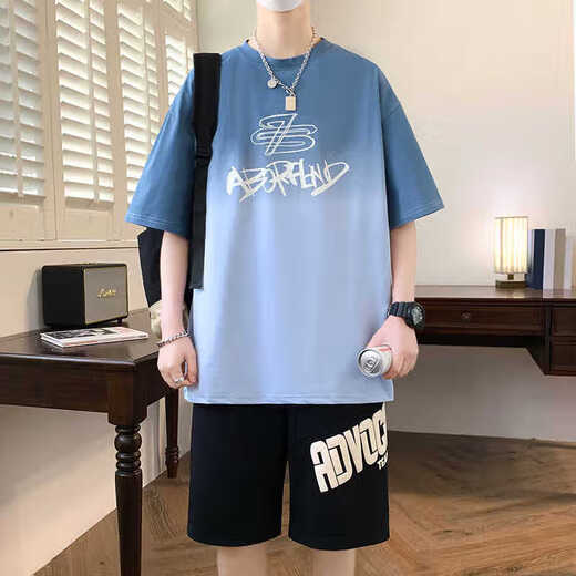 Jumingwei Summer Youth Trendy Cool à manches courtes à manches courtes pour garçons de 1215 ans Sports Sports Trendy Men's Vêtements 3523-5 Costume blanc [SHORSES COURTS + Shorts noirs] M (environ 75-100 Jin [Jin est égal à 0,5 kg]))