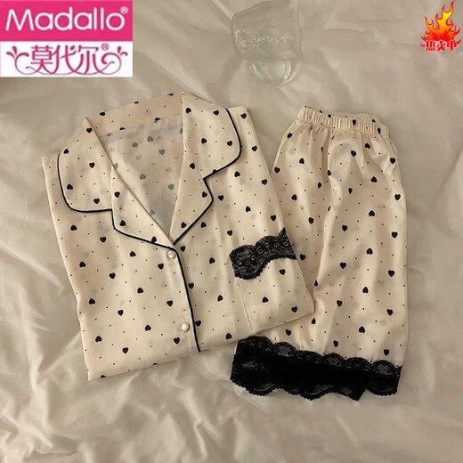 Modal cool lace ice silk pajamas short-sleeved shorts for summer pajamas for women can wear casual and comfortable two-piece set thin style 9207# L [Suggested 100-115Jin [Jin equals 0.5 kg]]