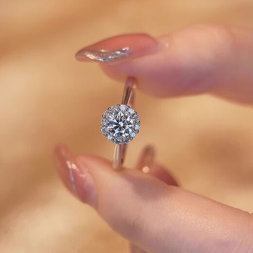 Pt950 Platinum Brilliant Star Moissanite Diamond Ring Female Wedding Ring Valentine's Day Gift for Girlfriend Brilliant Star Round Bag Bare Arm 30 Minutes - Light Luxury Model Close your mouth and you need to contact customer service/remark the circle number