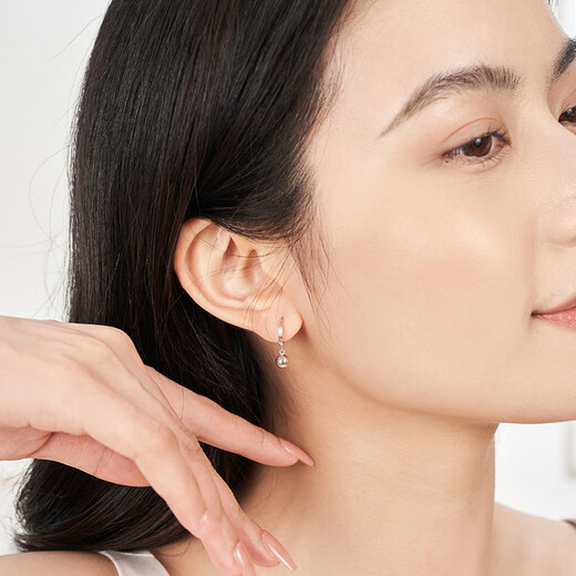 Ming brand jewelry platinum Pt950 white gold round bead earrings gift for women BFH0131 platinum earrings about 2.34 grams