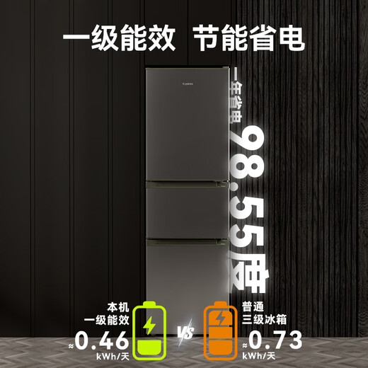 Royalstar 210 liter three-door small rental home refrigerator three-door three-temperature zone middle door soft freezing energy-saving bass only about one kilowatt hour in two days R210T