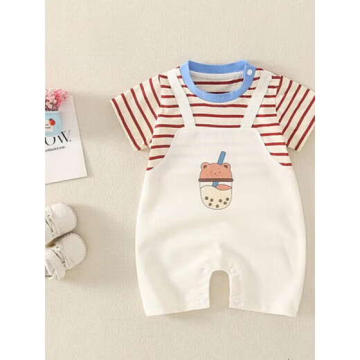 Mini Balabala (Mini Balabala) Baby kurzärmelige Kleidung Sommer Dünner Baby Jungen Sommer Jumpsuit Neugeborenes Vollmondkrabrenanzug 6210 Weiß 80 cm