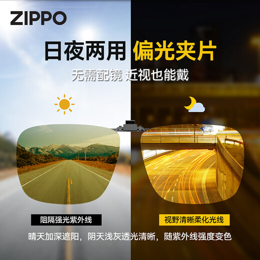 ZIPPO American myopic polarized color-changing night vision sunglasses clip-on driving portable flip-up sunglasses 06-72