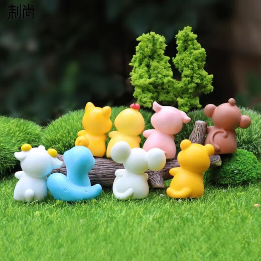 
Creative tilted head zodiac DIY decoration accessories mini desktop small ornaments children toy model gifts 12 cute zodiac signs set