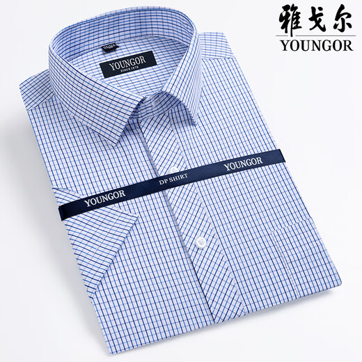 
CEO Yageol Summer Men's Short Sleeve Shirt Business Formal Clothes Casual Loose Working No-Iron Plaid Solid Color Shirt Men DX6630 38 (Suggested weight 100-120 Jin [Jin equals 0.5 kg])