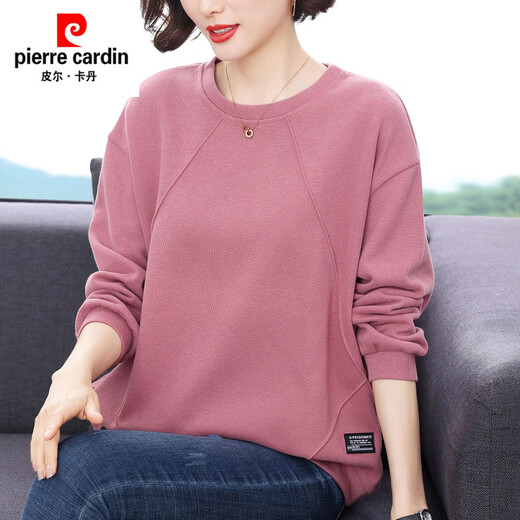 皮尔卡丹（pierre cardin）妈妈休闲卫衣女宽松打底衫2025新款秋衣外穿中老年春秋装洋气上衣 694桔色 XL 建议115-125斤
