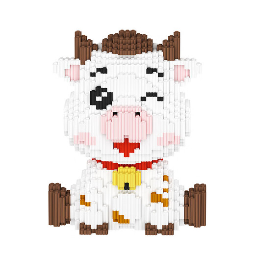LDVEP New Year cow puppy building block assembly Teddy toy Bichon Bear Erha Shiba Inu Zodiac Ox Children's Toys 7374 Sitting Sonic 33*24*6