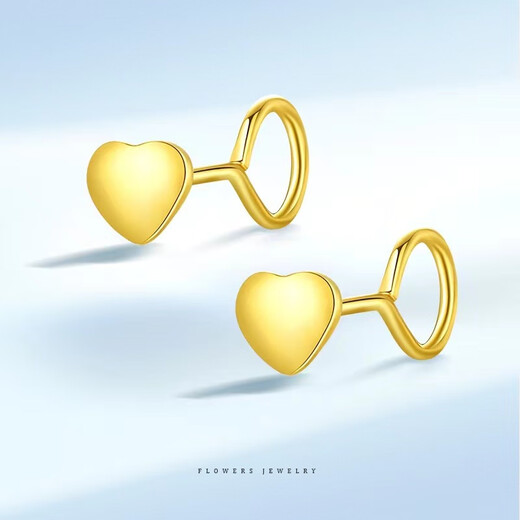 Dewey Fan's gold-plated silver love heart stud earrings, men's and women's earrings, fashionable design, temperament earrings, girlfriend gift, 9-character needle earrings (love style) (gold layer thickened)