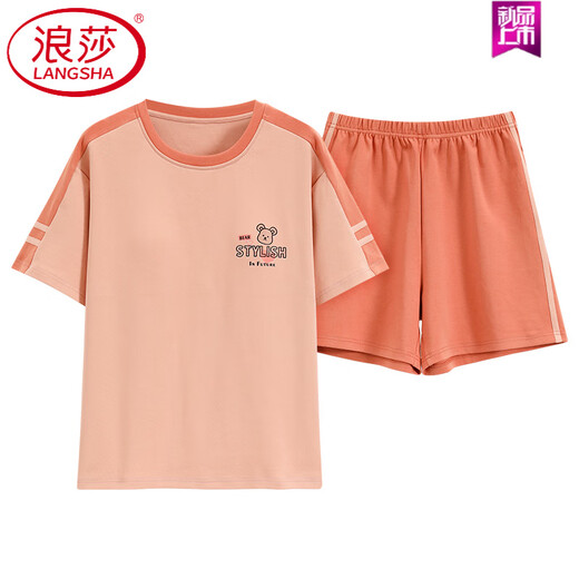 Langsha (Langsha) reines Baumwollsommer-Pyjamas Frauen Pullover Pyjamas Sommer Kurzarmshorts bequem und lässig nach Hause Kleidung Z9856 M [Vorgeschlagen 80-100jin [Jin gleich 0,5 kg] tragen]