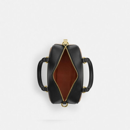 COACH brand direct supply women's bag SATCHEL small square bag hand-held crossbody bag brown CW197 birthday gift