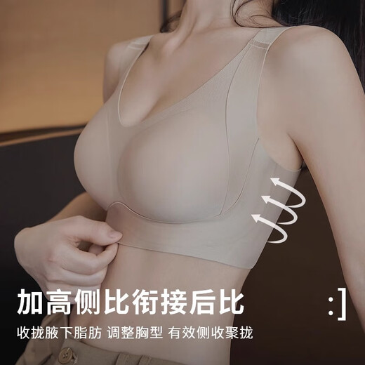 莫代尔全包容大尺码内衣女大胸显小全罩杯无钢圈无痕聚拢文胸收副乳 粉色【大胸显小】 M 【75F/80BCDE 100-120斤】