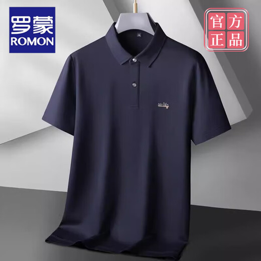 Romon (Romon) плюс жир плюс размером с мерсеризованным хлопковым бизнесом Polo рубашка мужская летняя футболка с короткими рукавами.