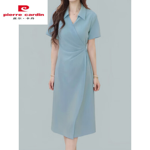 
Pierre CARDIN 2025 summer fashion waist-hugging simple temperament slim dress professional design sense women's dress trendy 1349 blue S 100Jin [Jin equals 0.5 kg] below