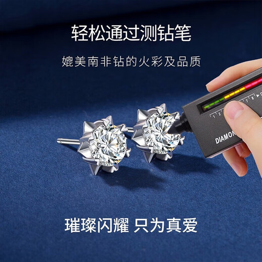 Grace GirlPT950 Platinum Moissanite Diamond Earrings for Women Platinum Earrings Chinese Valentine's Day Birthday Gift for Girlfriend and Wife Platinum Moissanite Snowflake Earrings