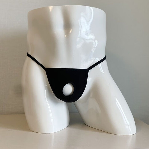 Men's underwear with sexy erection, men's sexy underwear, men's sexy thong with middle exposed penis, no need to take off pants for gay men, black 150-200Jin Jin is equal to about 0.5 kg