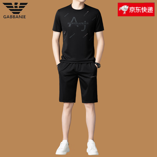 FALAMONE阿玛尼夏季短袖休闲运动短裤套装男2025新款桑蚕丝t恤 白色13601-1 2XL 180码(合适160-170斤)