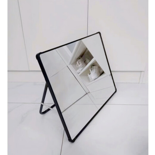 Shoe fitting mirror, shoe shop mirror cabinet, aluminum alloy frame, floor-standing, shoe-changing, make-up special mirror, live photo taking, silver 40*40 anti-