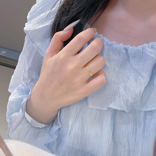 Laomiao gold gold ring solid gold broken ice gourd solid proposal ring ladies model birthday gift for girlfriend 12 rings about 2.55g