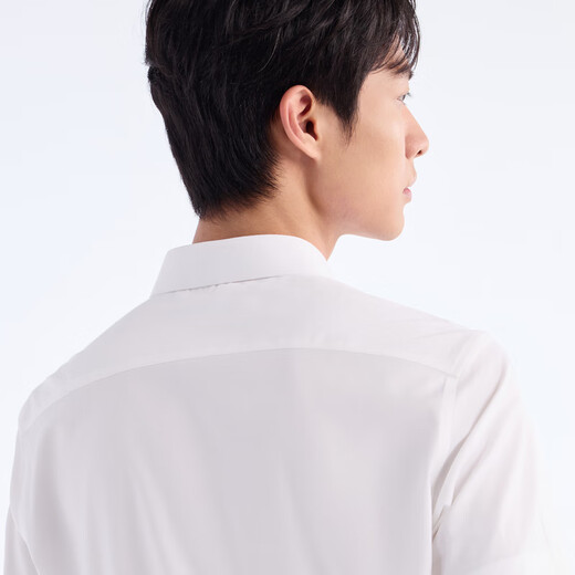 九牧王【3A抑菌 抗皱 免烫 凉感】短袖衬衫男士2025夏季简约舒适上衣 修身版+白色+TC2E20217 42 （180/100A）