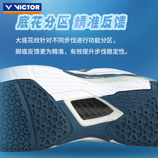 VICTOR Victory's new professional badminton shoes A830nitrolite men's and women's training and competition sports shoes wide last 830nl AF/white Mykonos blue 44