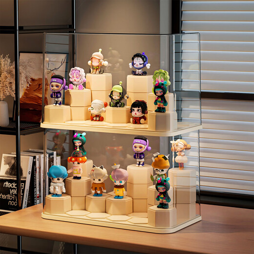 KAMAN Blind Box Storage Display Rack Transparent Dustproof Acrylic Building Block Figure Display Cabinet Bubble Mart Toy Display Box Extra Large Contains 18 Building Blocks 2 PCs