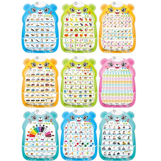 Alfabetización y letra para niños, audio para bebés, educación temprana, alfabeto pinyin de niños pequeños, juguetes, baby point leyendo 3 imágenes [frutas y verduras + animales + transporte] (chino e inglés doble