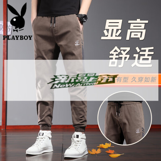 花花公子（PLAYBOY）夏季薄款休闲裤男士潮牌宽松束脚运动裤2025新款夏天工装哈伦裤子 9859深灰 XL 32-33码