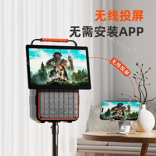 Jinzheng square dance audio with display screen wireless microphone Bluetooth home ktv singing karaoke karaoke machine integrated video outdoor trolley speaker outdoor audio 1033 30# mobile phone with screen flagship version (dual microphones)