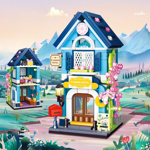 Building blocks Chinese toys children's puzzle assembly street scene house boy plugging model building puzzle gifts 4 Nordic towns (1098 particles)