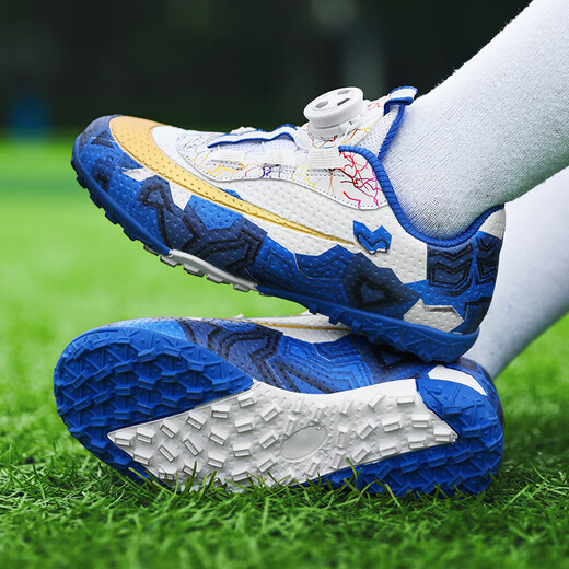 
New children's football shoes for boys, primary school students, tf broken nails assassin training shoes for girls and men 6199 black and blue/break nails 29