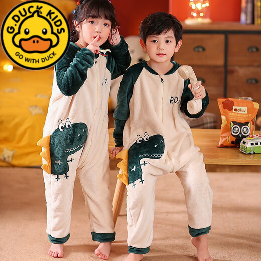 G.DUCKKIDS children's one-piece pajamas for boys in winter thickened flannel anti-kick sleeping bags dinosaur girls belly protection warm home clothes Mickey (plush hooded) #NL-184 One size fits all Size 10 Height 95-105CM 3-4 years old