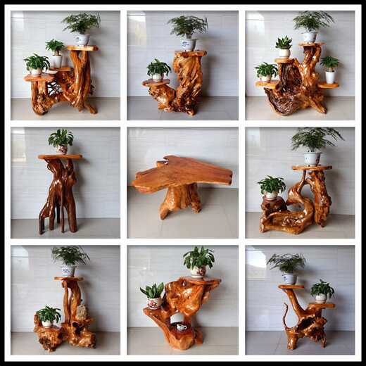 Registro de registro de la raíz Raíz del árbol del árbol Natural Sala de estar Multi-capa Rack Bonsai Rack Fish Fish Wood Base Base 16852