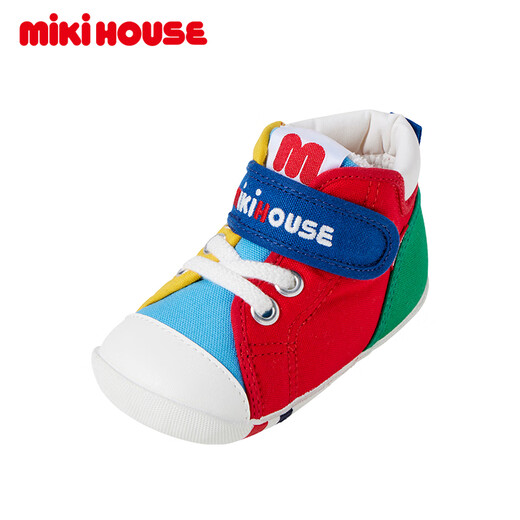 MIKIHOUSE Japanese-made baby toddler shoes for boys and girls, four-season antibacterial and antiviral rainbow color matching British style casual fashion multi-color one section 12.5 (suitable for feet 12cm long)