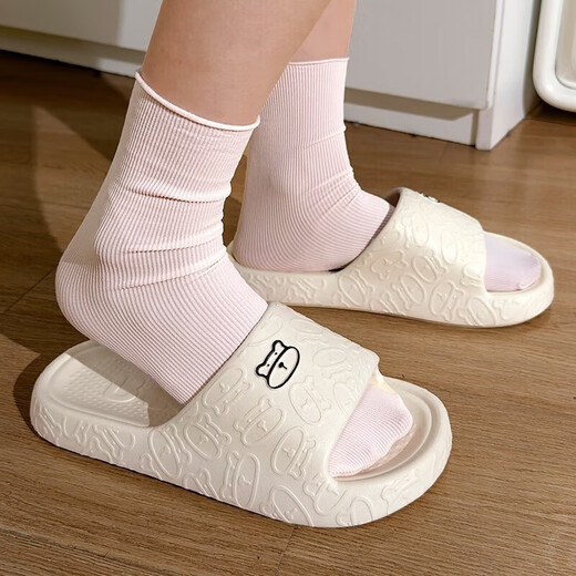 Anshangfen Antibacterial и Anto-Slip Anti-Antor Slippers для женщин, четыре сезона в помещении дома eva толстая подошва, устойчивая к ступенчатую купания, пары ванной комнаты для мужчин, бежевый 38-39 стандартный размер [внутренняя длина 250 мм]]