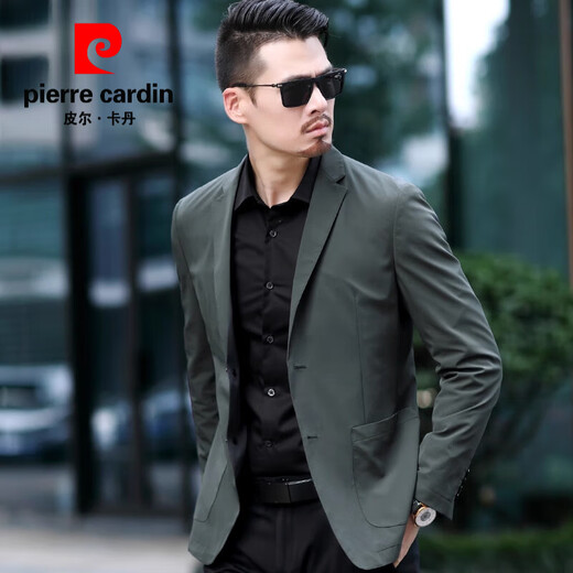 Pierre Cardin high-quality casual suits for men spring new business suits middle-aged men's autumn jackets spring and autumn thin tops black XL 180