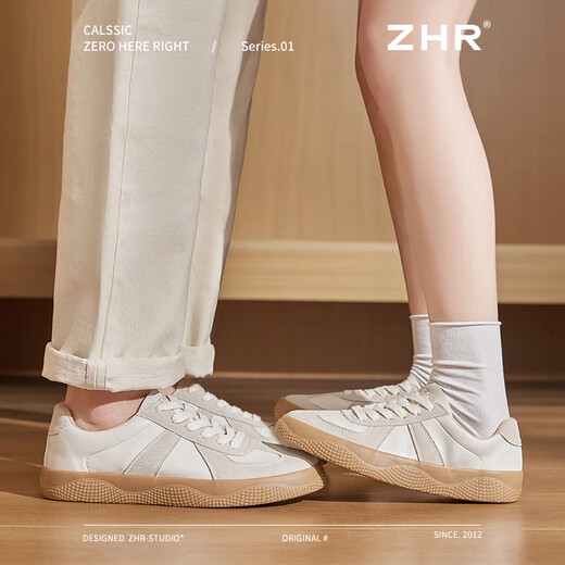 ZHR German training shoes women's board shoes couple casual versatile CP sports shoes for women retro lightweight soft sole non-slip commuter shoes rice gray 37