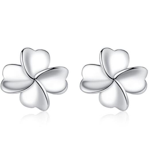 FVIP Old Phoenix 999 pure silver four-leaf clover anti-allergic earrings 2025 new hook earrings for women, precious craftsmanship - silver - four-leaf clover ear 2.3 grams (light posture) new store discount