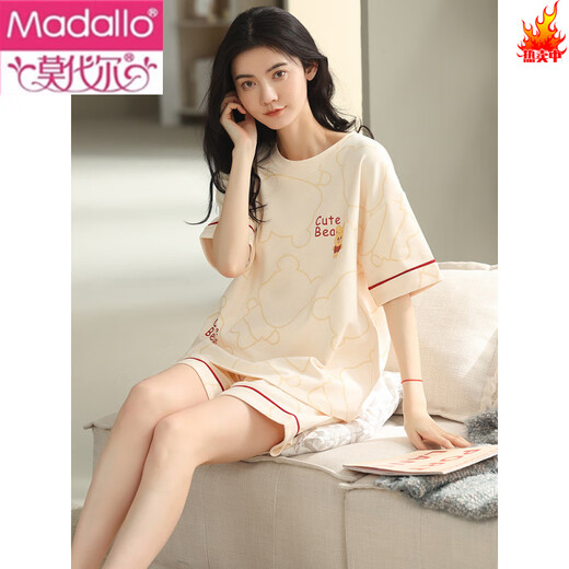 Modal pajamas for women in summer pure cotton thin short sleeves 2025 new cute and wearable summer home clothing two-piece set YZT9885 S for women spot suitable for 150-155CM, weight